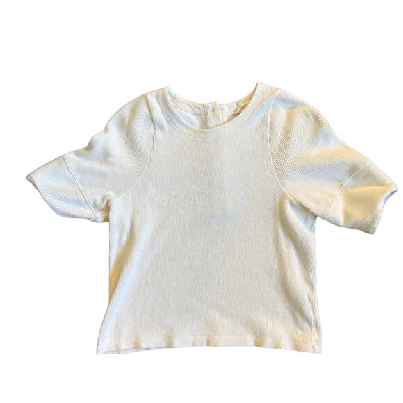 Madewell Tops - Madewell Women's Ottoman Jacquard Button Back Small White Ribbed Top